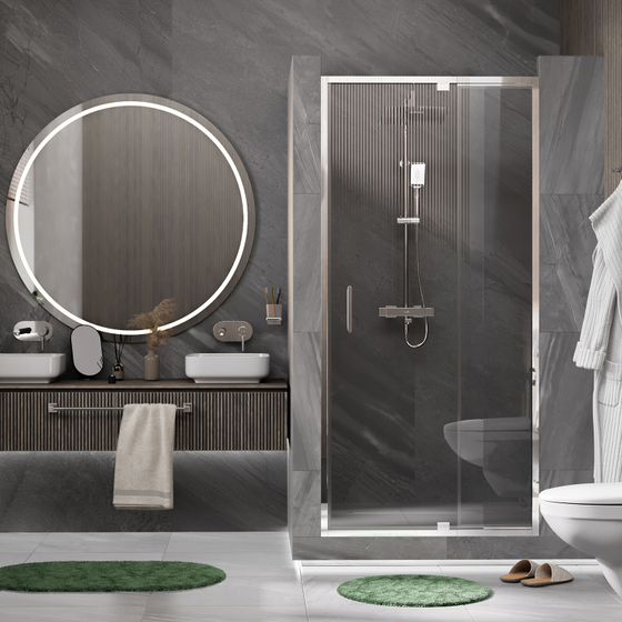 Душевая дверь Wasserkraft Berkel 48P04, 900x2000 мм, 6 мм, серебристый профиль