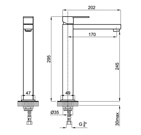 100126422 Noken Hotels Смеситель для раковины высокий, хром
