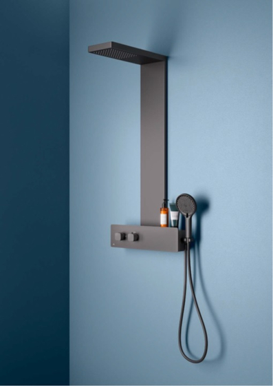 100333801 Душевая панель с термостатом Noken New Oxo, черная