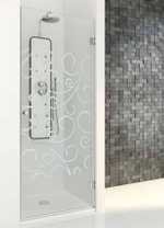 Душевая дверь NG-204 800мм, стекло Imagik,  петли хром , открывание правое