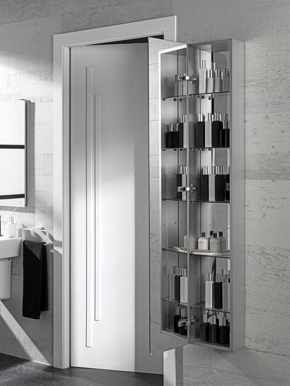 Шкаф подвесной с двойным зеркалом Noken Smart, 5 стеклянных полок, (30x170x14,5 см) 100165528