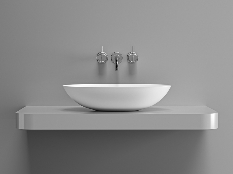 Раковина DA-1002-B на столешницу (550х415х125) Solid Surface, белая