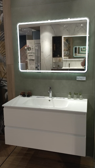 Тумба с раковиной Novello Monoblocks 100 см, белый матовый, керамическая раковина, A1B5