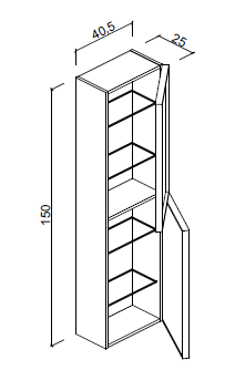 Шкаф-пенал подвесной Quadro 150х40,5х25 см,две двери, V11 Орех, фрез F12