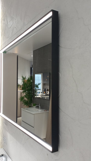 Зеркало Oasis Alex 1050x700x50мм (0ALSP105NR) черная мат.алюм,рама, светодиодная подсветка, сенсор