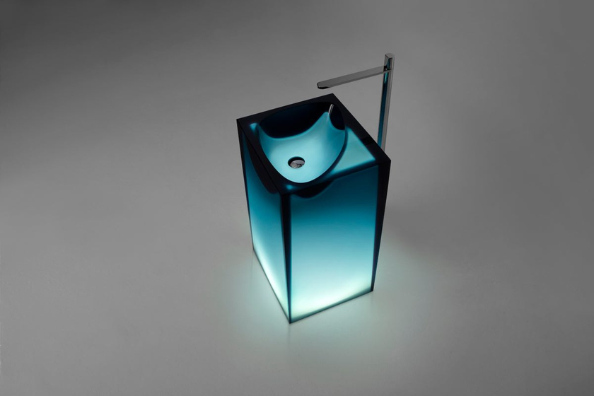 Раковина Antonio Lupi Astro, напольная (500x450x850 мм), Cristalmood, цвет Ceruleo, с LED (ASTROW)
