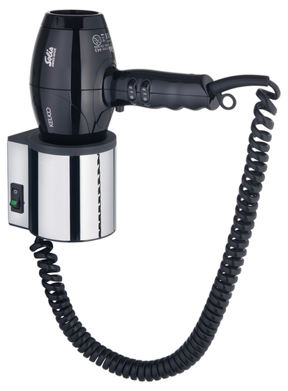 14995 010037 Keuco Фен в комплекте с настенным креплением, хром/темно-серый (RAL 7021)