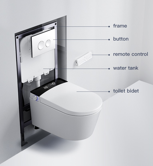Подвесной унитаз-биде HW T3, White в комплекте с рамой и клавишей хром
