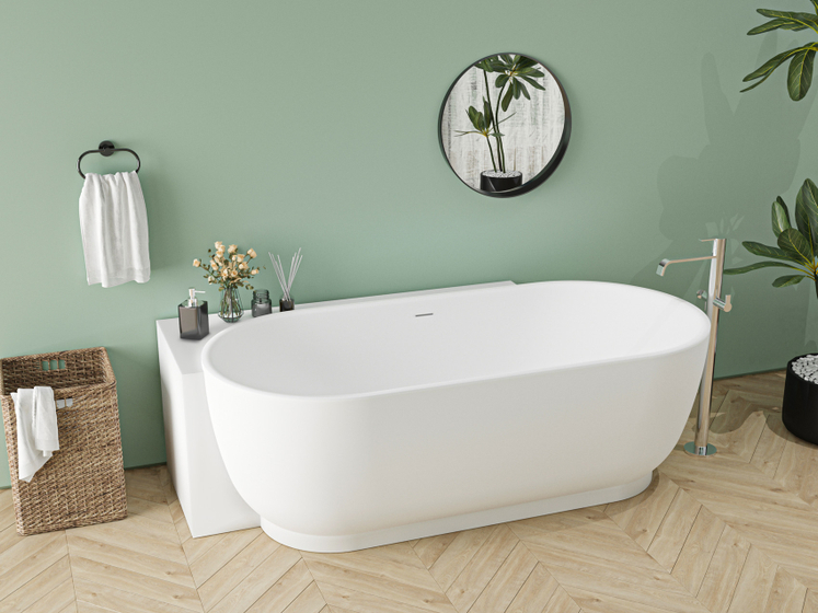 Ванна DA-B106 Left пристенная(1870х980х610), Solid Surface,белая