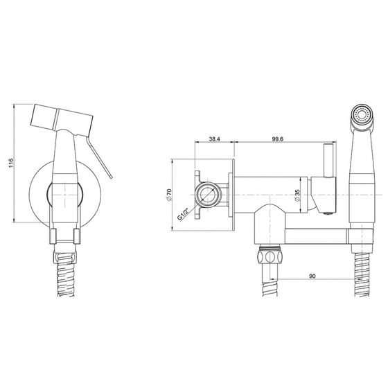 Гигиенический душ Paini Isola встраиваемый, хром, ISCR442