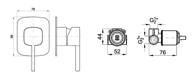 100140104 Noken NK Concept Наружная часть вст-го смесителя для душа, хром + Project Line 100107937
