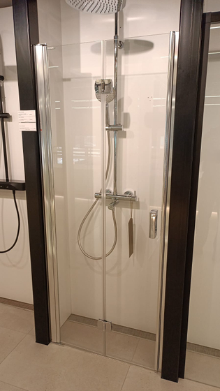 Душевая дверь AC-218 (805 мм), профиль хром, стекло прозрачное, ручка Siena