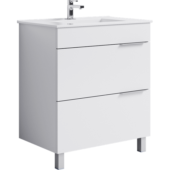 Тумба Бриг напольная 75 см, с раковиной, белая Br.01.07/2/W