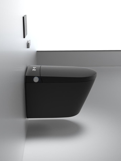 Подвесной унитаз-биде HW T3, Black в комплекте с рамой и клавишей черной