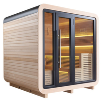 Сауна X1 Hemlock (225х225х238) каменная печь 9kW, дерево,LED подсветка,стены 105мм, изостекло