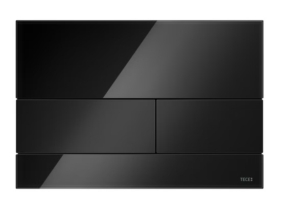 9240809 TECE Square Стеклянная панель смыва унитаза, цвет панели черный, цвет клавиш черный