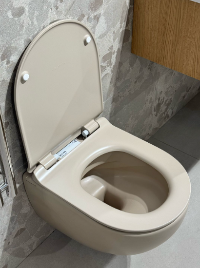 Унитаз подвесной Flaminia App Goclean (AP119GARG + QKCW09ARG) сидение микролифт, Argilla 48.5х36х27