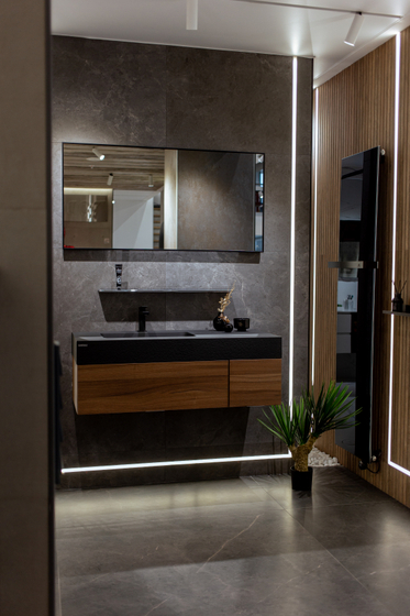 Зеркало Noken Square 120x60 см, черная рама, подсветка, подогрев, сенсор (100233727)