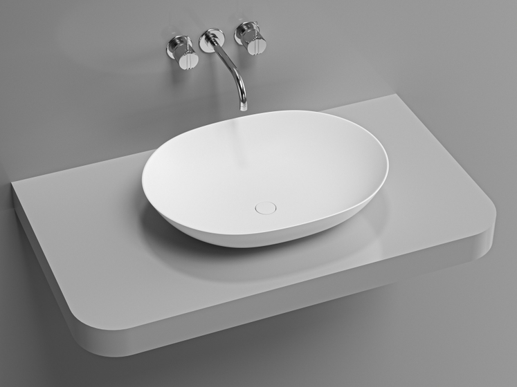 Раковина DA-1002-B на столешницу (550х415х125) Solid Surface, белая