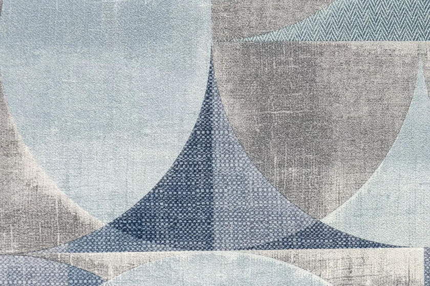 KM8511 Обои виниловые на флизелиновой основе Шафран мотив, синий круги Kerama Marazzi