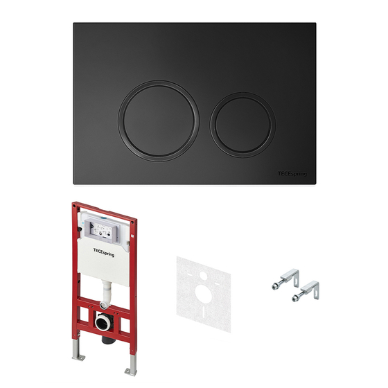 S401104 TECEspring Base Комплект с панелью смыва чёрной матовой, круглые клавиши