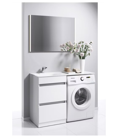 Напольная тумба Forma c умывальником 115см под стиральную машину, 2 ящика, левая FOR01052