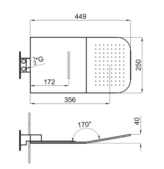 100144741 Noken Forma Верхний душ с функцией каскада, 45х19,5 см, хром