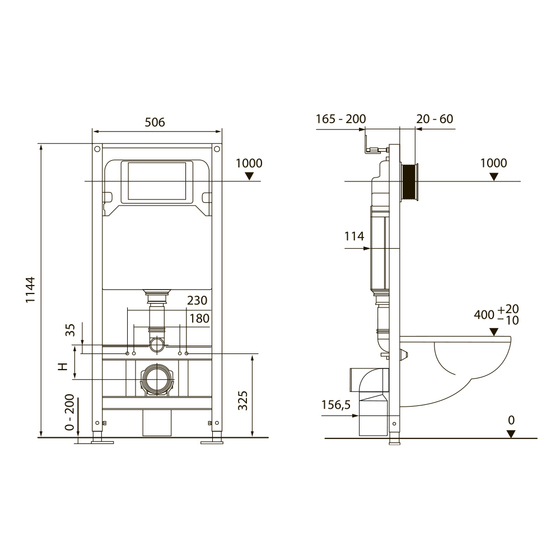 S401204 TECEspring Base, Комплект с панелью смыва с прямоугольными кнопками, черный матовый