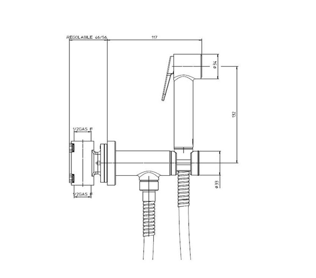 Гигиенический набор Paloma Brass, Никель шлифованный, E37005B.094 прогрессивный. смеситель, лейка, шланг 120 см