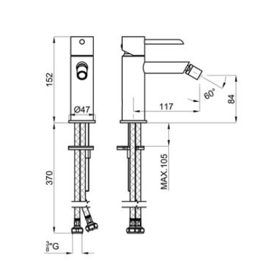 100208381 Noken Round смеситель д/биде хром