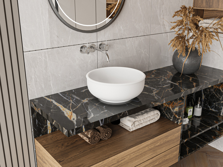 Раковина DA-2100-1 на столешницу (390х390х150) Solid Surface, белая