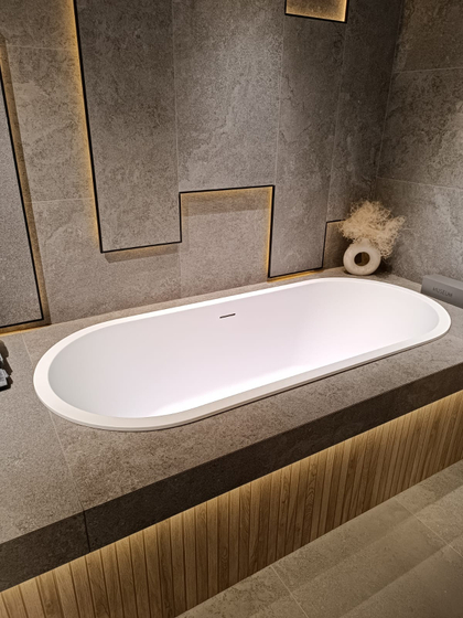 Ванна Salini ORNELLA AXIS KIT 1800x800 мм, S-Stone, обрезка овал, борт 45мм (103521M)