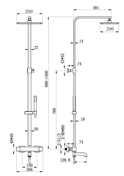 Душевая стойка H865000A,термостат, хром