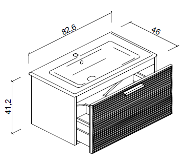 Тумба с керамической матовой раковиной Verona Dune 82,6 см, M31 Льняной, фрезеровка F28, донный клапан