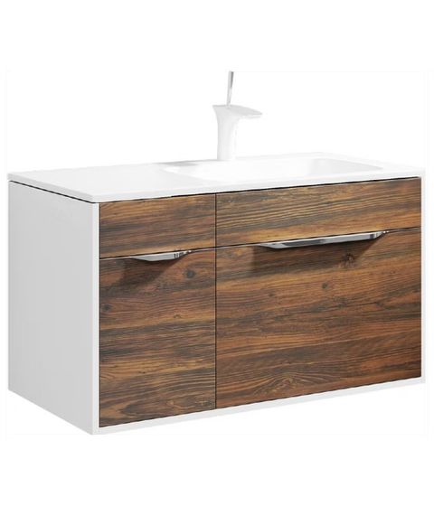 Тумба Малага Т9 подвесная с раковиной Malaga 90, чаша справа, темный крафт Mal.01.09/R/CD