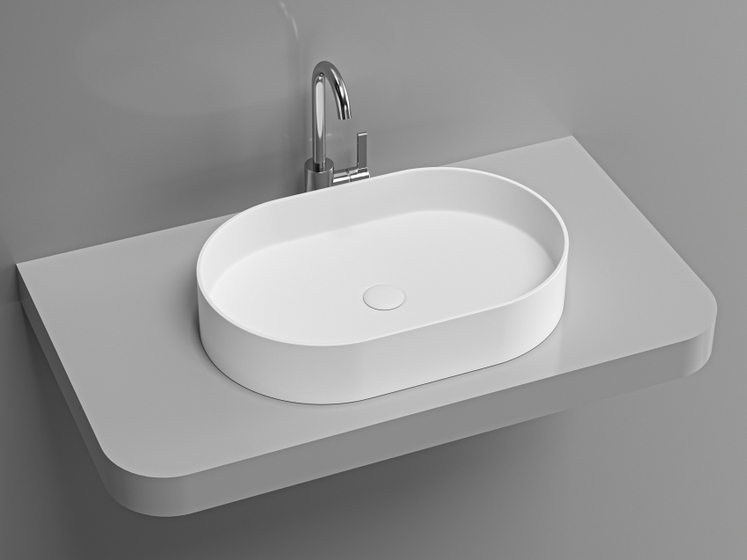 Раковина DA-1057 на столешницу (580х380х110) Solid Surface, белая