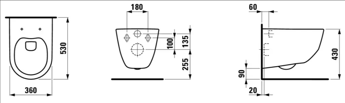 Комплект унитаза с инсталляцией Laufen Pro, клавиша белый глянец, 53 см, Rimless, Z.RU93.0.761.6