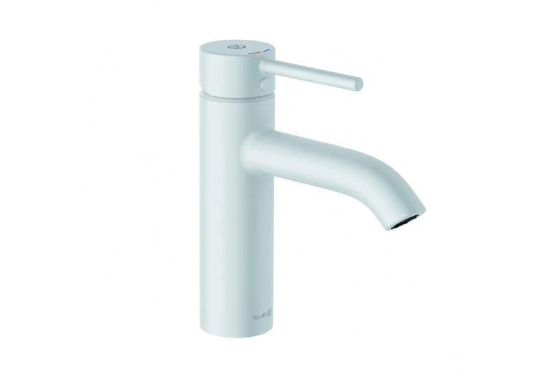 Смеситель для раковины Kludi Bozz, с донным клапаном, белый матовый, 382885376