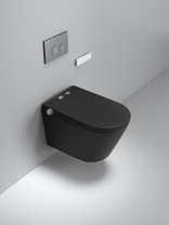 Подвесной унитаз-биде HW T3, Black в комплекте с рамой и клавишей черной