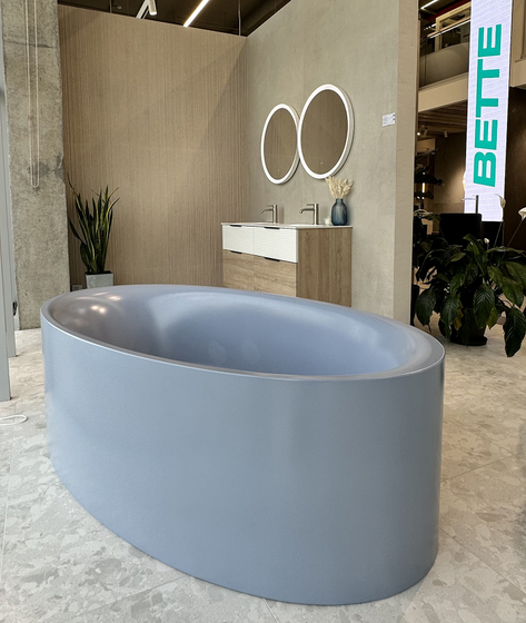 Ванна Bette Eve Oval Silhouette 180x100, сталь, 6043-418 Plus, Blue Satin, слив-перелив В609-901