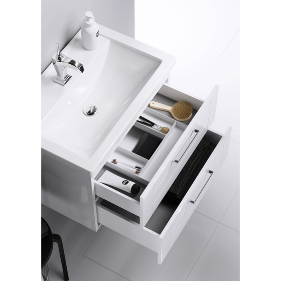 Тумба Манчестер подвесная 70 см с 2 ящиками, с раковиной, белая (MAN01072 (Фостер70))