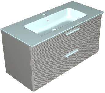 Тумба с керамической матовой раковиной Verona Dune 102,6 см, M25 Серый, фрезеровка F28, донный клапан