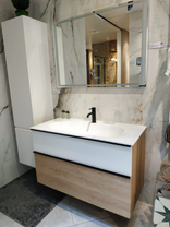 Тумба с раковиной Burgbad Fiumo, 102 см, Дуб кашемир/белый (SFXN102+MWHL102) без ручек