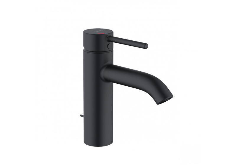 Смеситель для раковины Kludi Bozz, 100, с донным клапаном, черный матовый, 382933976