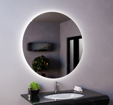 Зеркало с подсветкой Eclipse, Ø-80 см, 4000К нейтральный свет, повышенная яркость, торцевой сенсор снизу