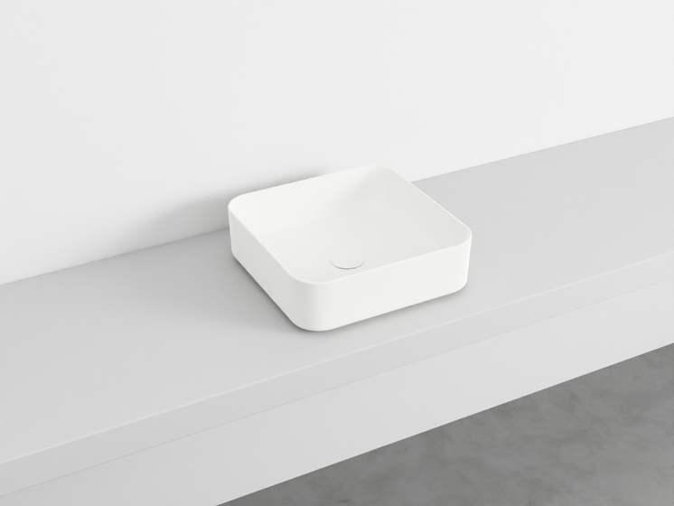 Раковина Shui Comfort Square SHCOLAQ40 цвет Gloss White + донный клапан PIL01 Gloss White