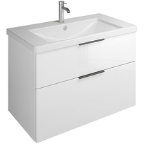 Тумба с керамической раковиной Burgbad Eqio, 93 см, Белый матовый, (SEYQ093), Ручки хром