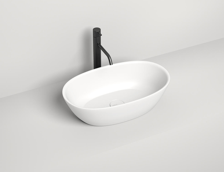 Раковина Salini CALLISTA 106, 560х335х150, Solix белая матовая 1101206SM без донного клапана