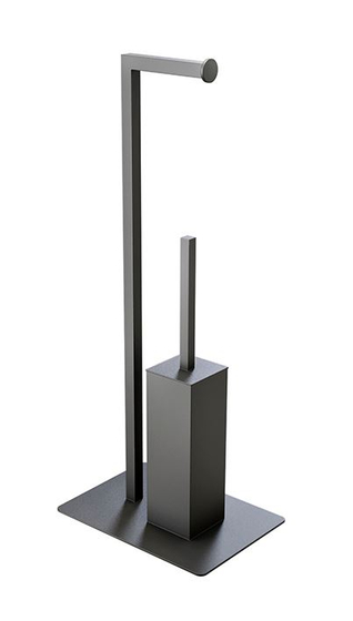 100360489 Noken Square напольный держатель ерша и туалетной бумаги, черный