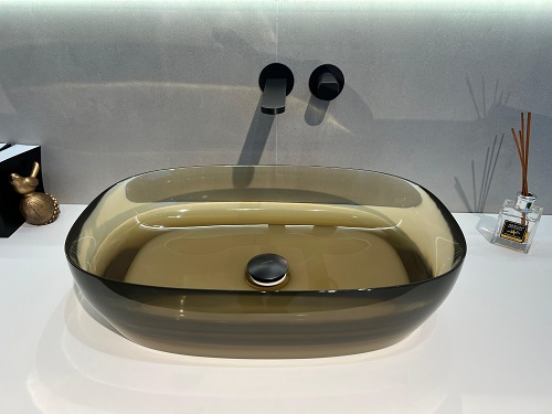 Раковина Antonio Lupi Sensoc (60x40x15), Cristalmood, цвет Nebbia (SENSOC), с донным клап. graphite